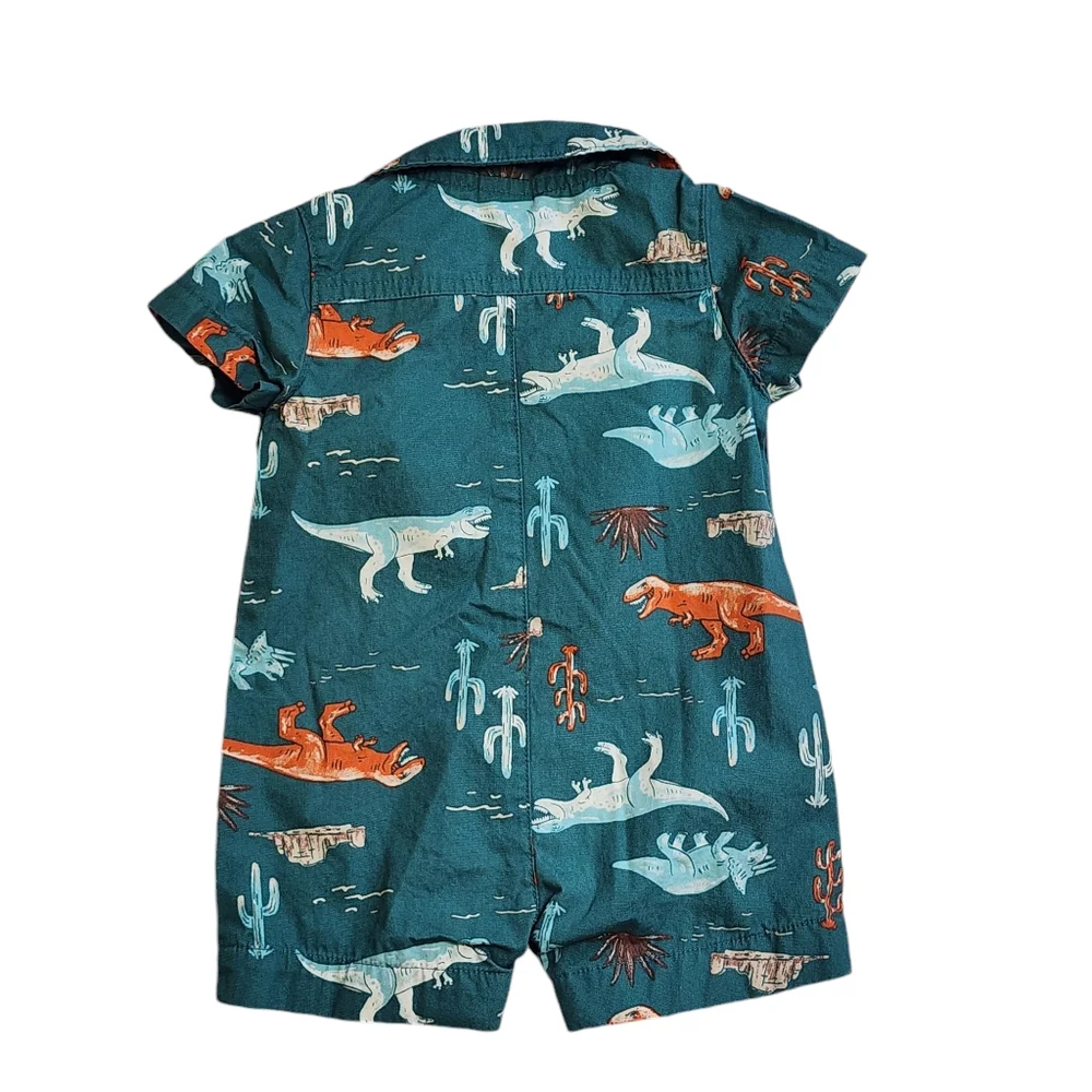 Boys Carter's Romper size 3 Months Green Dinosaurs